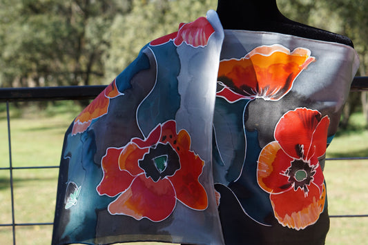 Silk Scarf, Hand painted - Dancing