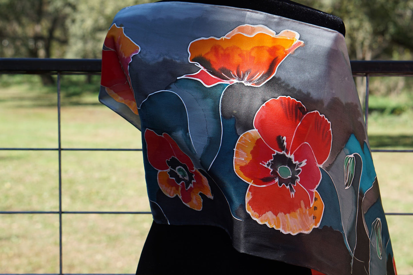Dancing - Silk Scarf, Hand painted