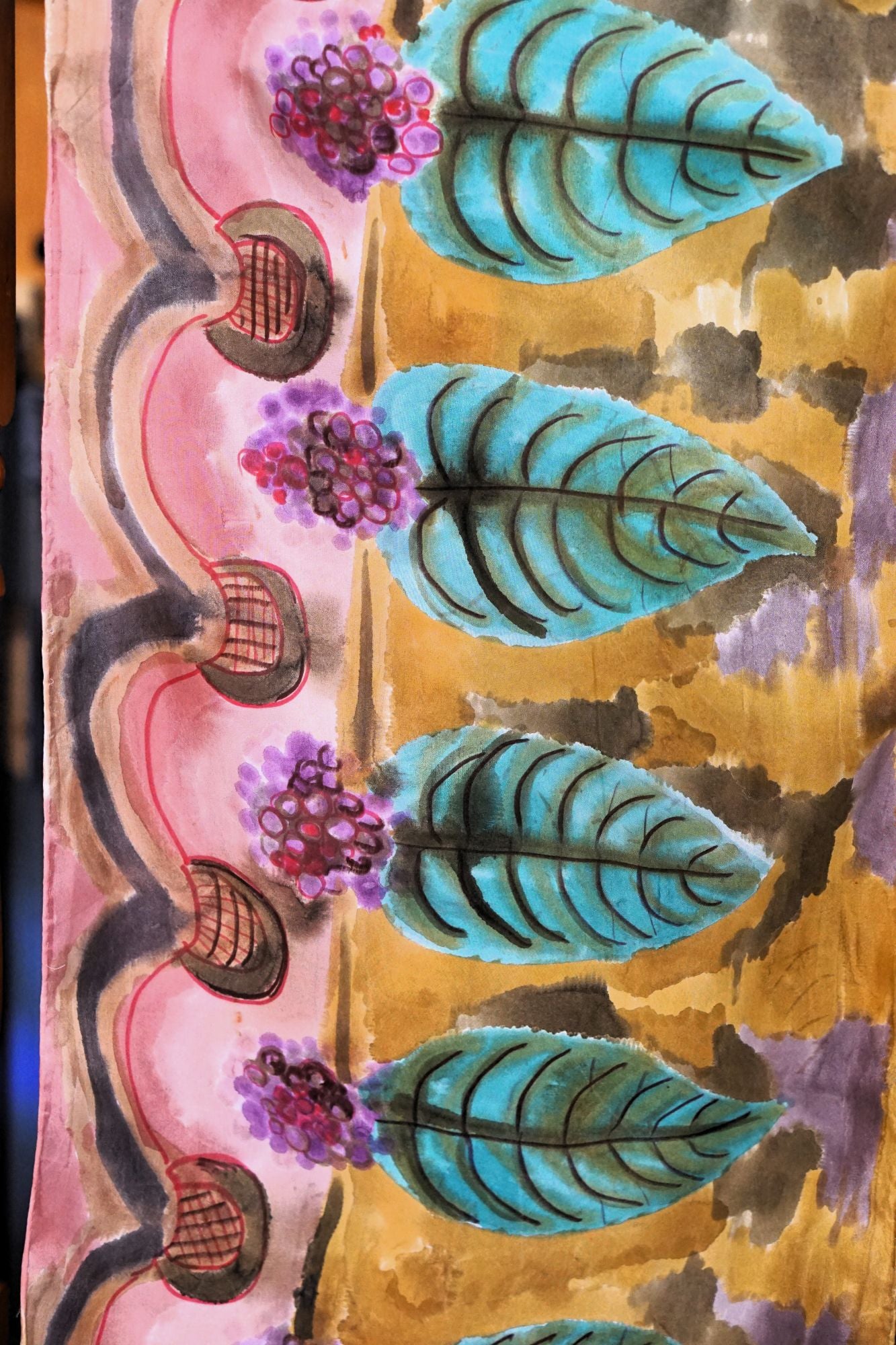 Hand Painted Silk Scarf - Beautyberry