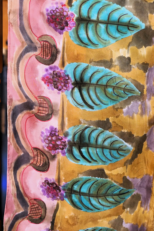Hand Painted Silk Scarf - Beautyberry