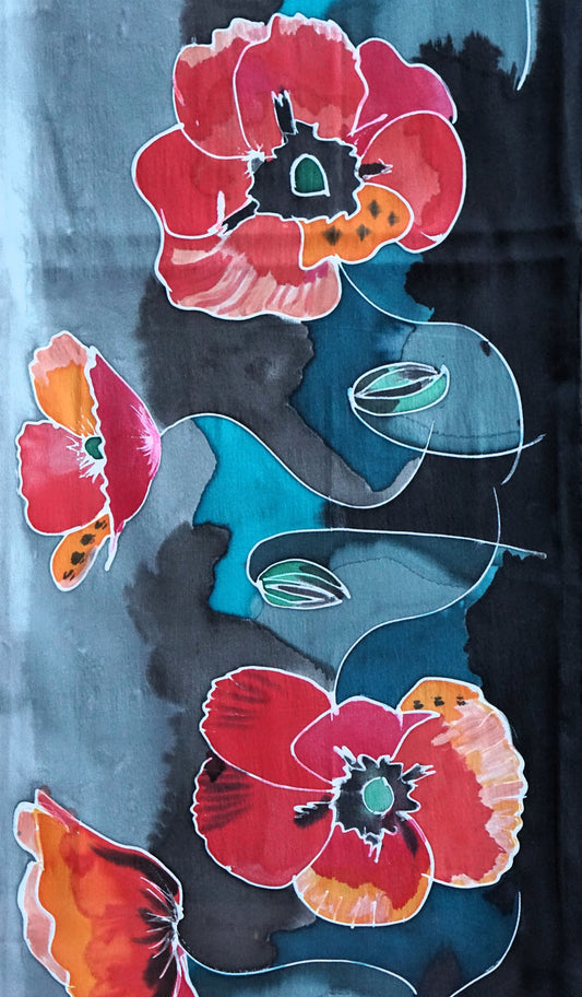 Dancing - Silk Scarf, Hand painted