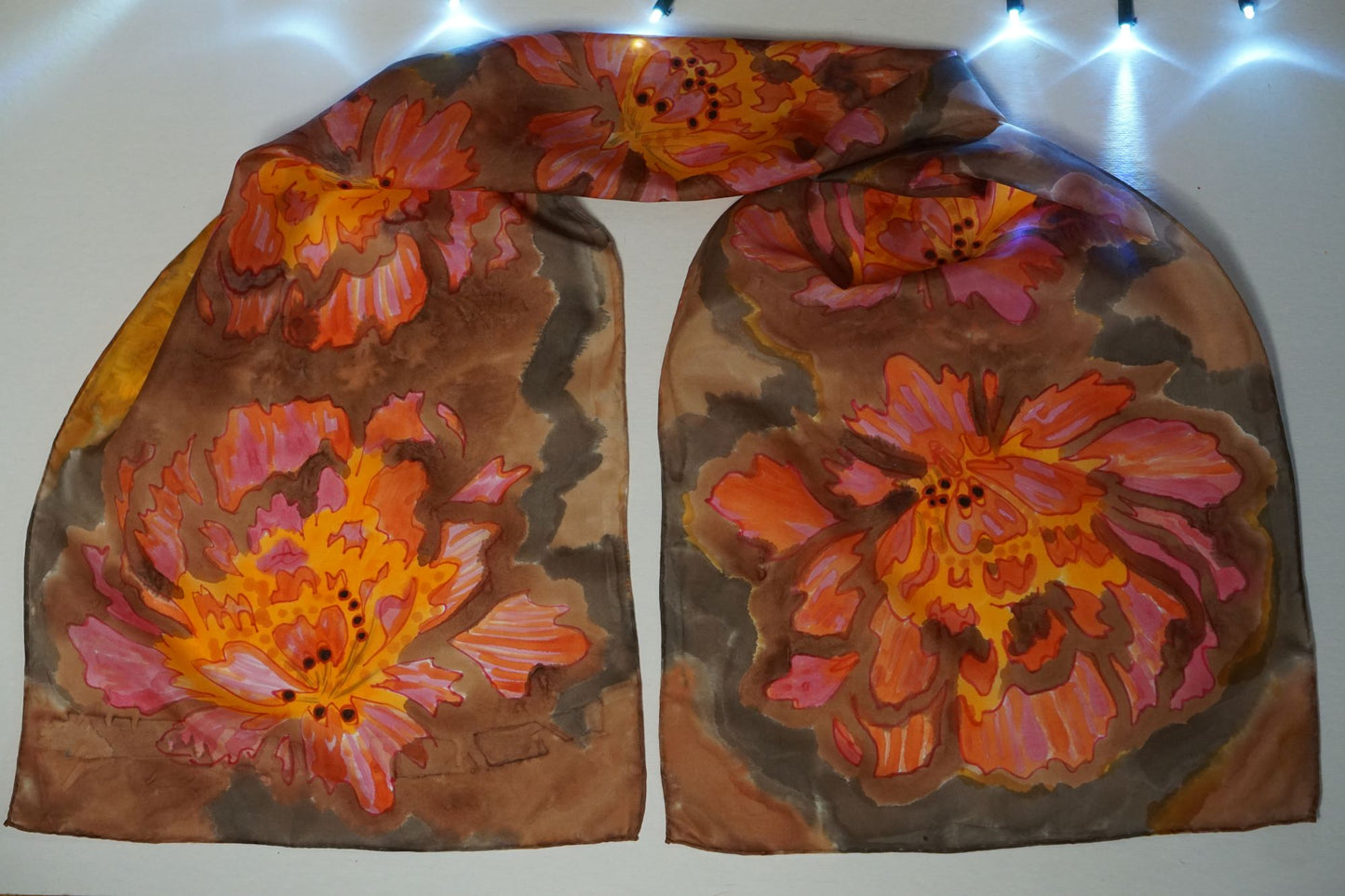 Hand Painted Silk Scarf - Aster