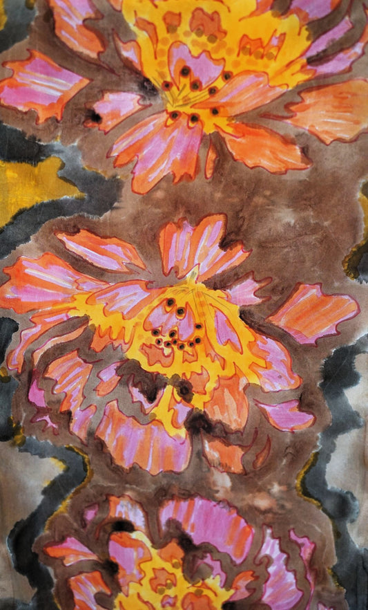 Hand Painted Silk Scarf - Aster