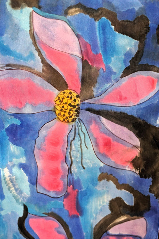 Hand Painted Silk Scarf - Clementine