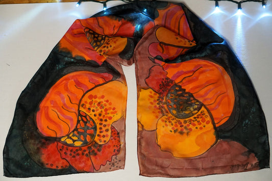 Hand Painted Silk Scarf - Celandine