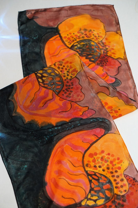 Hand Painted Silk Scarf - Celandine