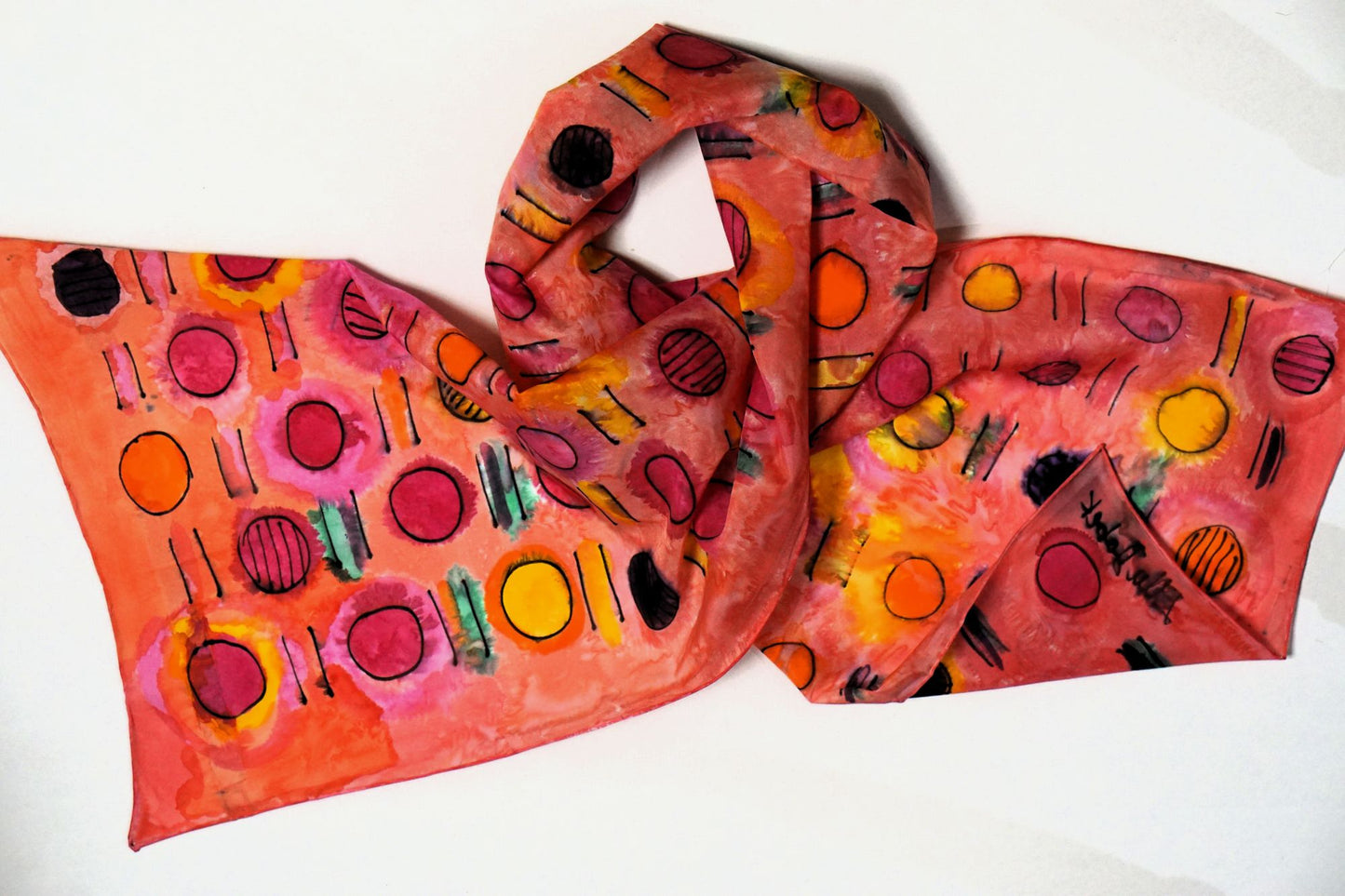 Hand Painted Silk Scarf - Kaleidoscope