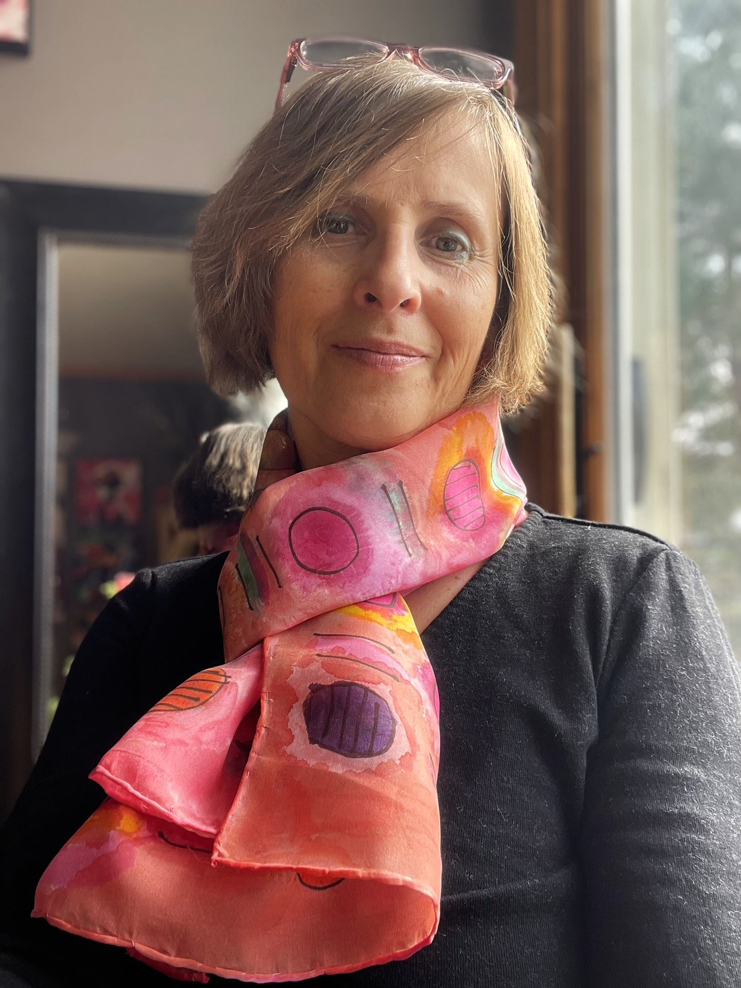 Hand Painted Silk Scarf - Kaleidoscope