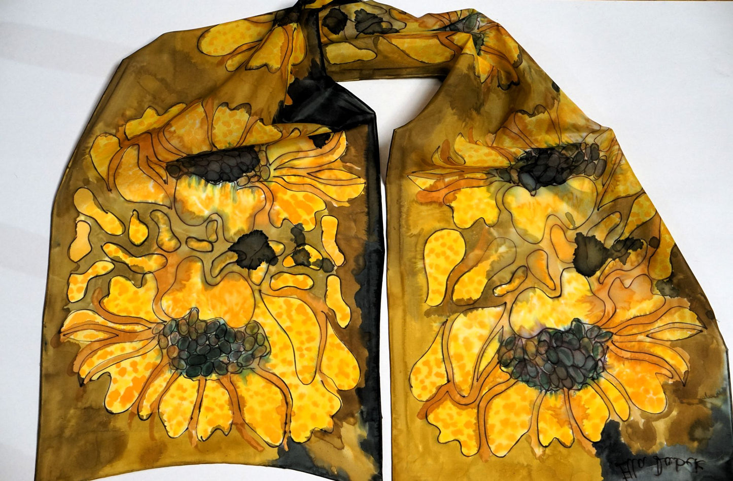 Hand Painted Silk Scarf - Turmeric