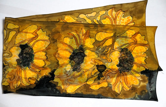 Hand Painted Silk Scarf - Turmeric