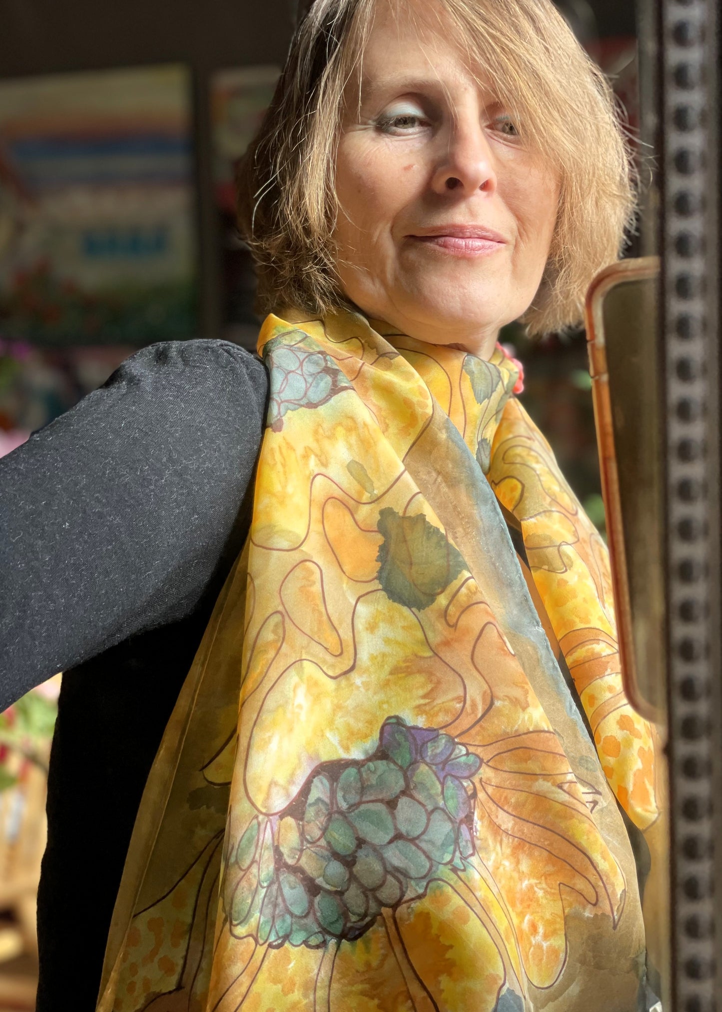 Hand Painted Silk Scarf - Turmeric